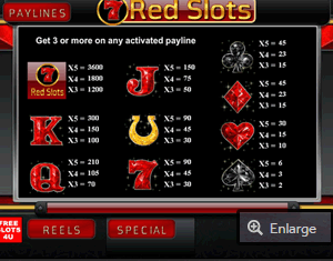 7 red royal vegas slot paytable