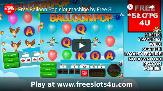 Balloon Pop Slot Machine by FreeSlots4U.com on Youtube.