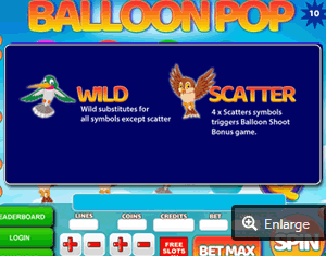 Balloon Pop Slot Mobile Paytable