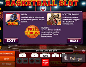 Basketball Desktop Paytable