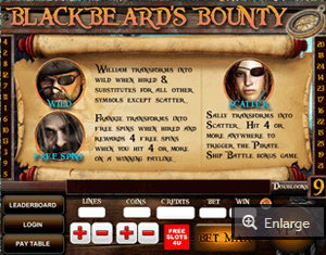 blackbeard slot game paytable