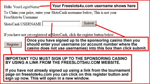 Enter your Casino username or account number