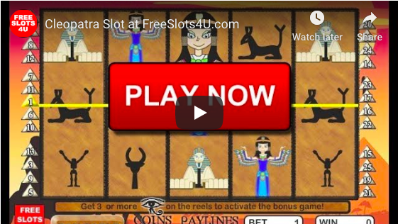 Cleopatra Slot Machine by FreeSlots4U.com on Youtube.