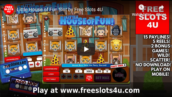 Little House of fun Slot Machine by FreeSlots4U.com on Youtube.