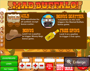  Mad buffalo  slot paytable
