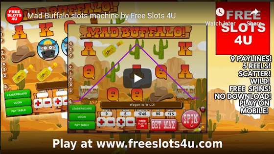 Mad Buffalo Slot Machine by FreeSlots4U.com on Youtube.