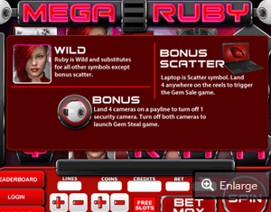Mega Ruby slot  Paytable