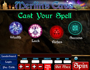 Merlin's cave slot Spell Casting Bonus Game