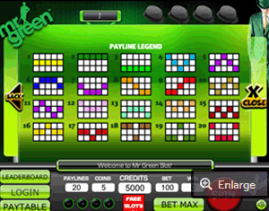 Mr green slot Paytable