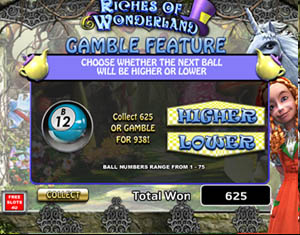 Riches of wonderland Bonus Gamble Game