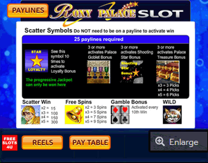 roxy palace slot paytable