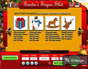Santas Super Slots Paytable Screenshot