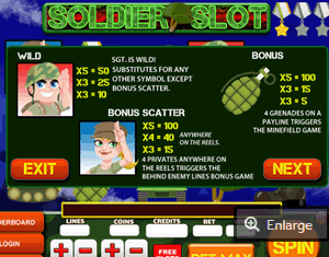 soldier slot  paytable