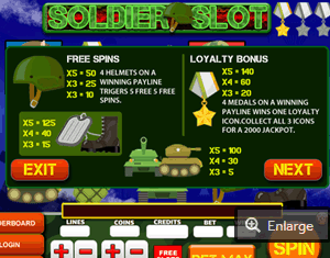 soldier slot  paytable