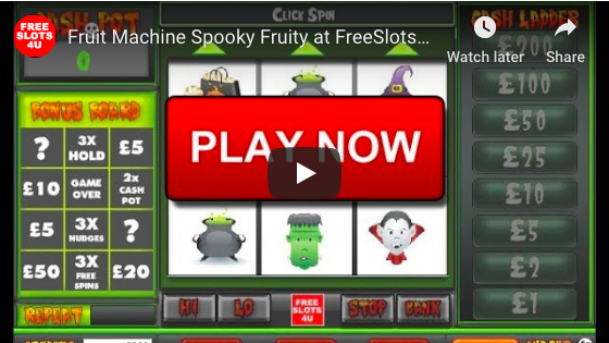 Spooky Fruity Slot Machine by FreeSlots4U.com on Youtube.