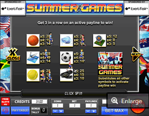 summer games slot  paytable