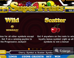 Super Fruits Paytable Screenshot