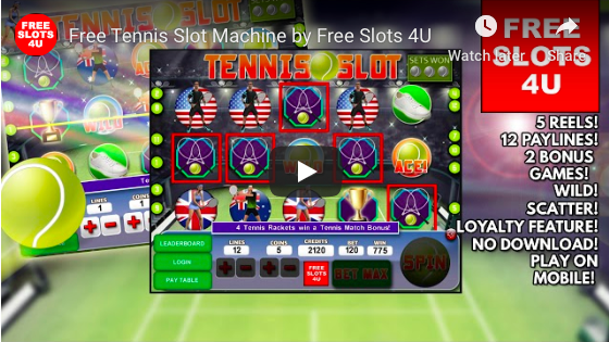 Tennis Slot Machine by FreeSlots4u.com on Youtube.