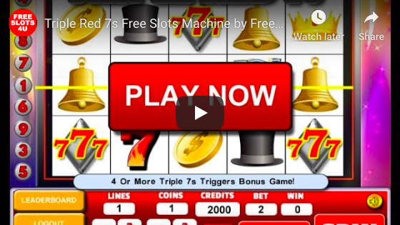 Triple Red 7s Slot Machine by FreeSlots4U.com on Youtube.