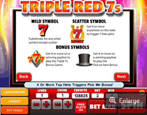 triple 7s slot  paytable