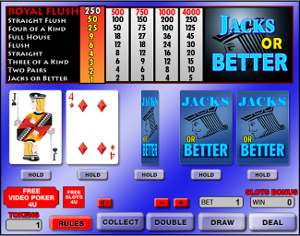 Video Poker Slot Jacks or Better Bonus Game Screenshot