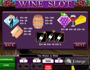 Wine Slot Desktop Paytable